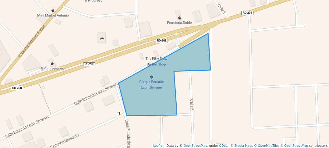 walking in Parque E Leon Jimenez map in Santiago De Los Caballeros