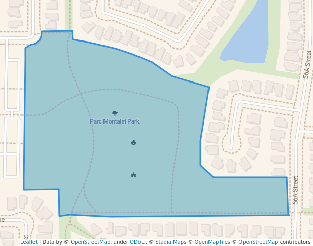walking in Montalet Park map in Beaumont