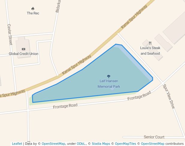 walking in Leif Hansen Memorial Park map in Kenai