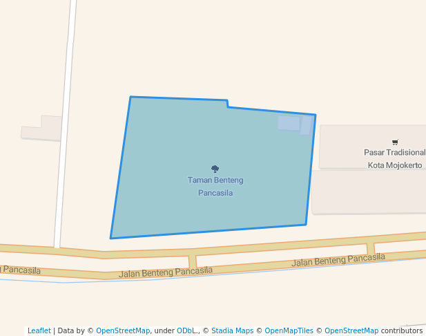 walking in Taman Benteng Pancasila map in Mojokerto