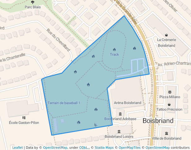 walking in Parc Charbonneau map in Boisbriand