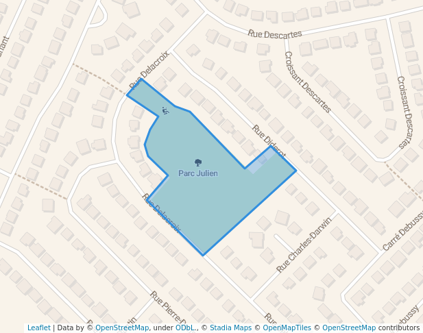 walking in Parc Julien map in Boisbriand