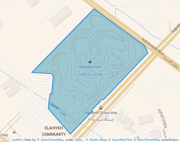 walking in Miniature Park map in Mashhad