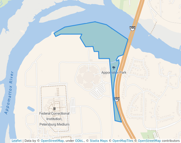 walking in Appomatox Park map in Hopewell