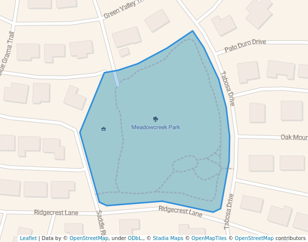 walking in Meadowcreek Park map in San Angelo