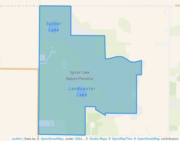 walking in Spicer Lake Nature Preserve map in New Carlisle
