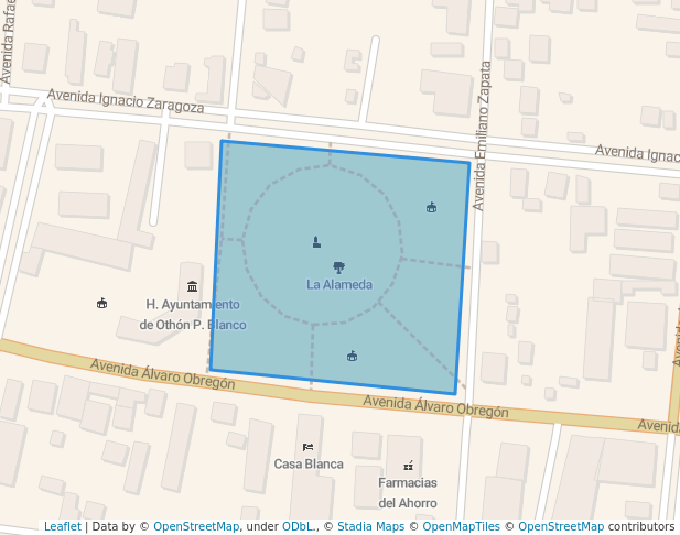 walking in La Alameda map in Chetumal