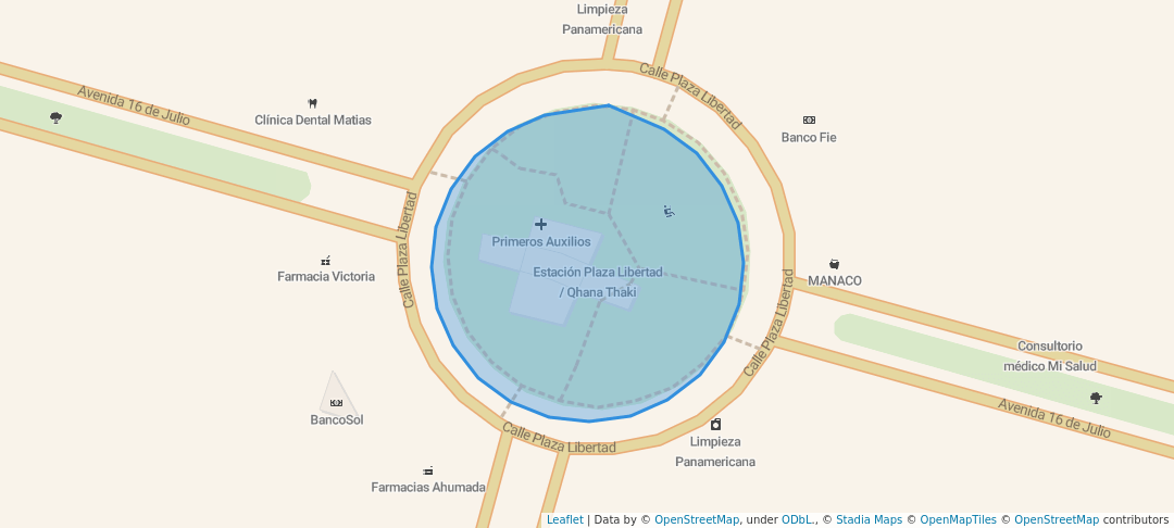 walking in Plaza Libertad map in El Alto