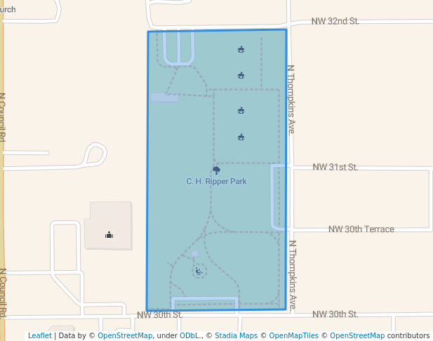walking in C. H. Ripper Park map in Bethany
