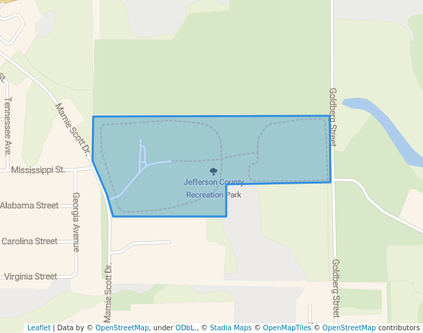 walking in Jefferson County Recreation Park map in Monticello