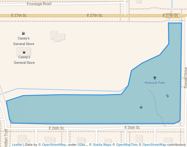 walking in Hickock Park map in Hays