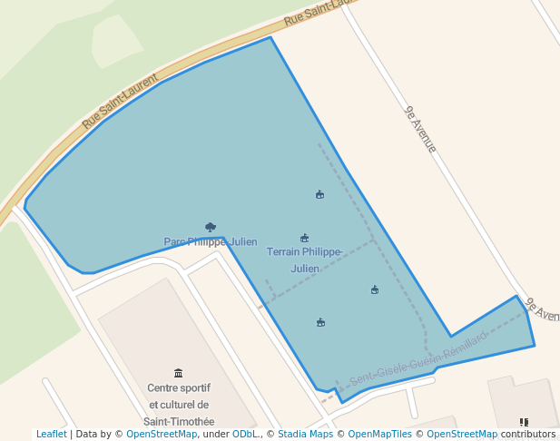 walking in Parc Philippe-Julien map in Salaberry-de-Valleyfield