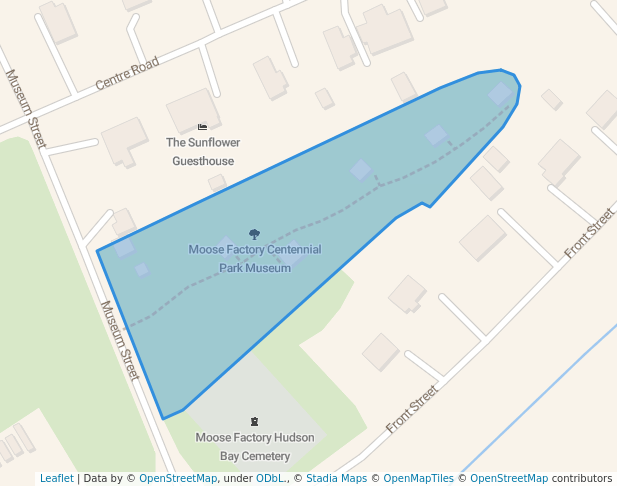 walking in Centennial Park Museum map in Moose Factory