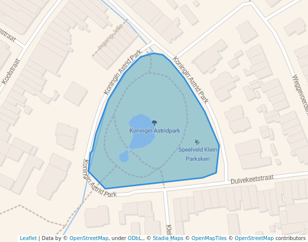 walking in Koningin Astridpark map in Aalst