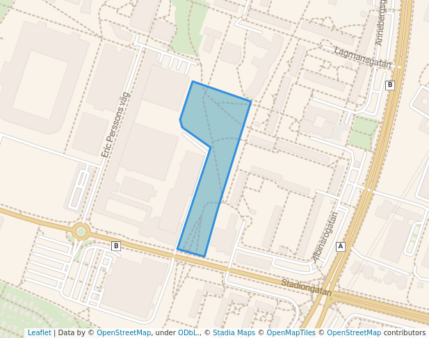 walking in Östra Stadionparken map in Malmö