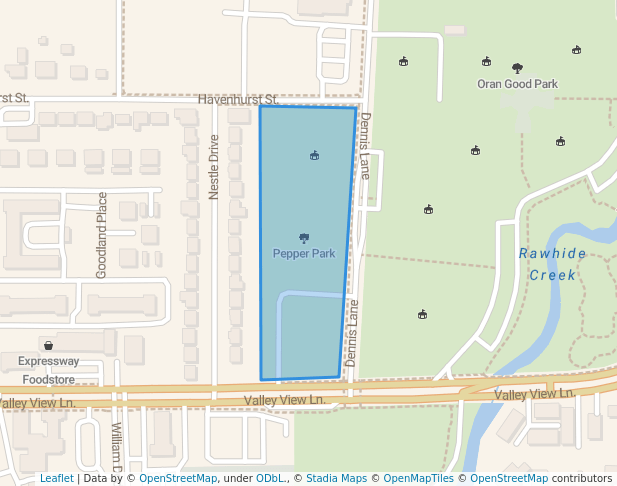 walking in Pepper Park map in Farmers Branch