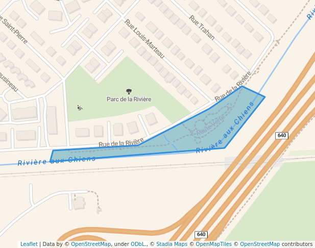 walking in Parc de la Rivière map in Sainte-Thérèse