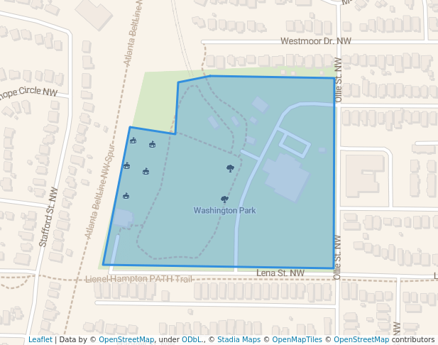 walking in Washington Park map in Atlanta