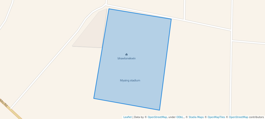 walking in Myaing stadium map in Myaing