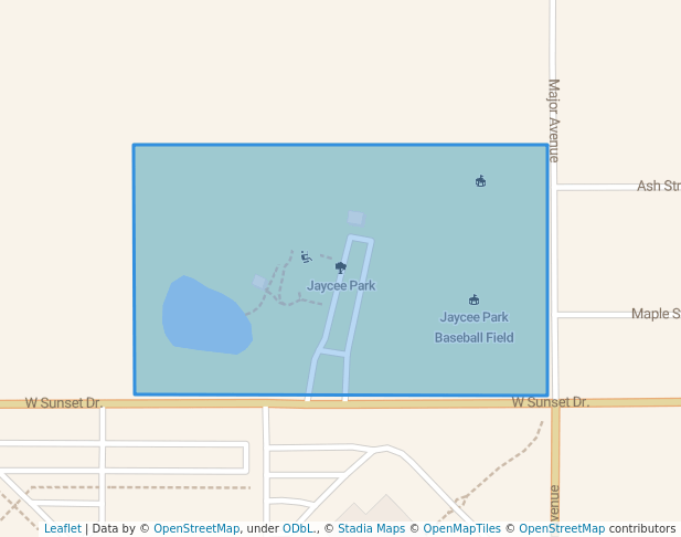 walking in Jaycee Park map in Riverton