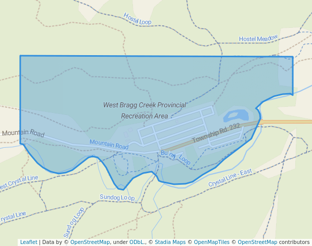 walking in West Bragg Creek Provincial Recreation Area map in Bragg Creek
