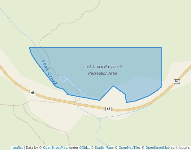 walking in Lusk Creek Provincial Recreation Area map in Morley