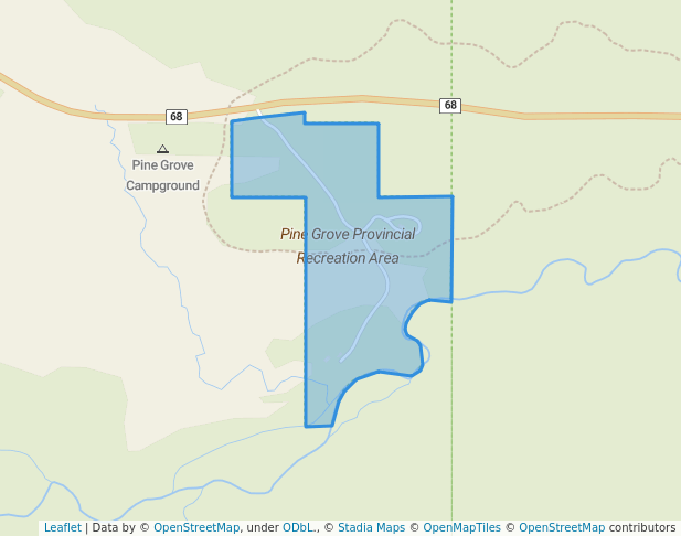 walking in Pine Grove Provincial Recreation Area map in Bragg Creek
