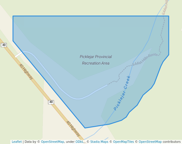 walking in Picklejar Provincial Recreation Area map in Millarville
