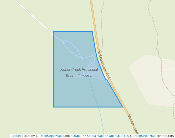 walking in Fisher Creek Provincial Recreation Area map in Bragg Creek