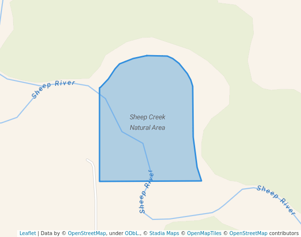 walking in Sheep Creek Natural Area map in Diamond Valley