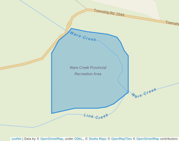 walking in Ware Creek Provincial Recreation Area map in Millarville