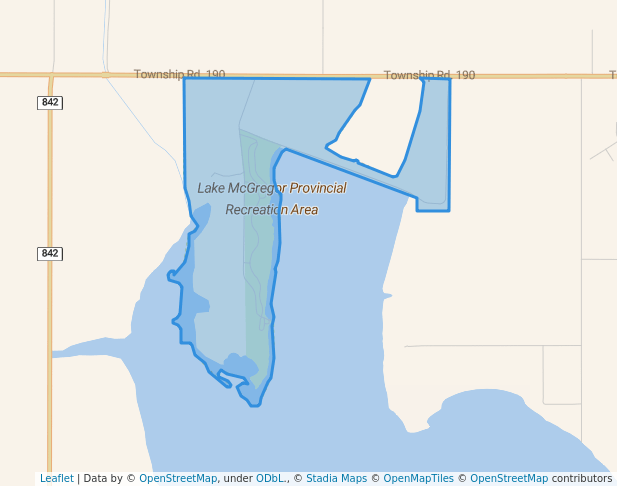 walking in Lake McGregor Provincial Recreation Area map in Milo