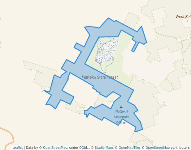 walking in Plattekill State Forest map in Roxbury