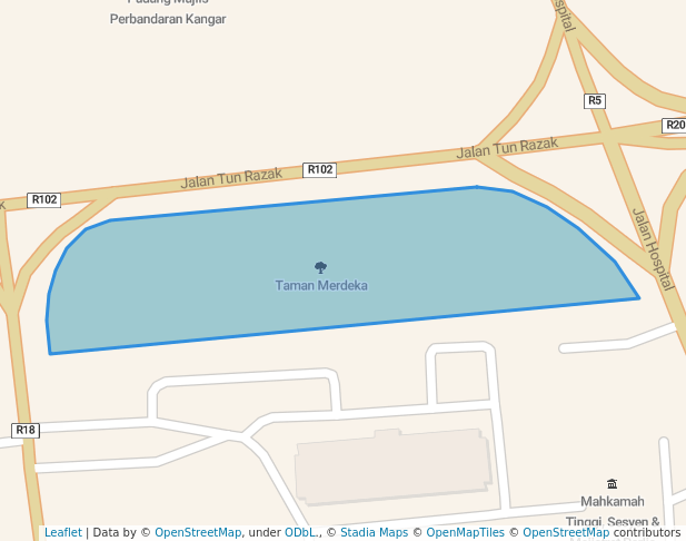 walking in Taman Merdeka map in Kangar