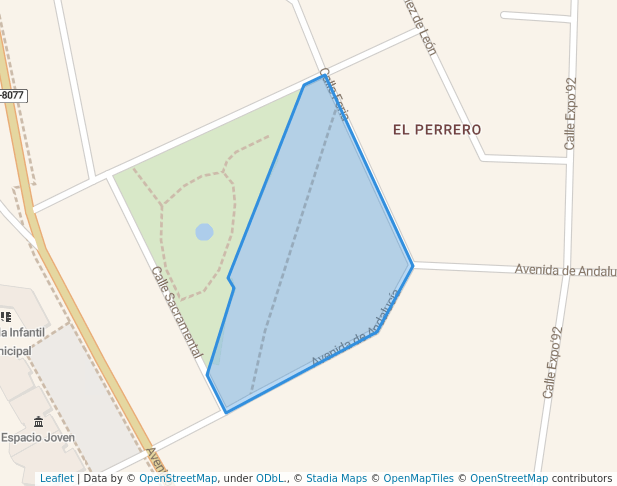 walking in Recinto Ferial map in Salteras