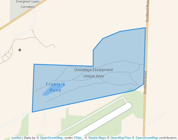 walking in Onondaga Escarpment Unique Area map in Akron