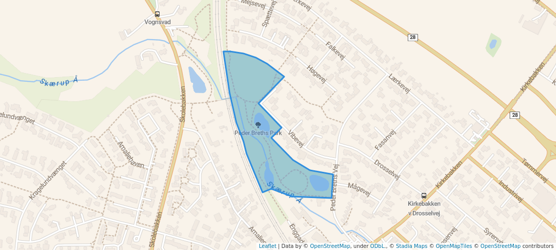 walking in Peder Breths Park map in Børkop