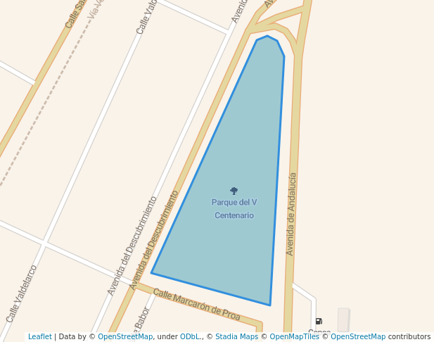 walking in Parque del V Centenario map in Lepe