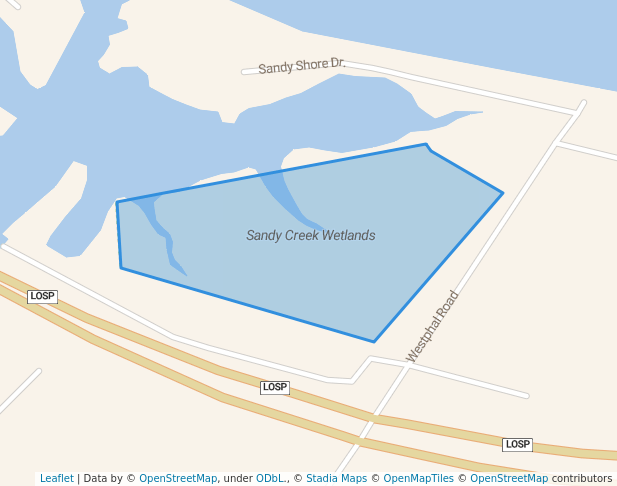 walking in Sandy Creek Wetlands map in Hamlin