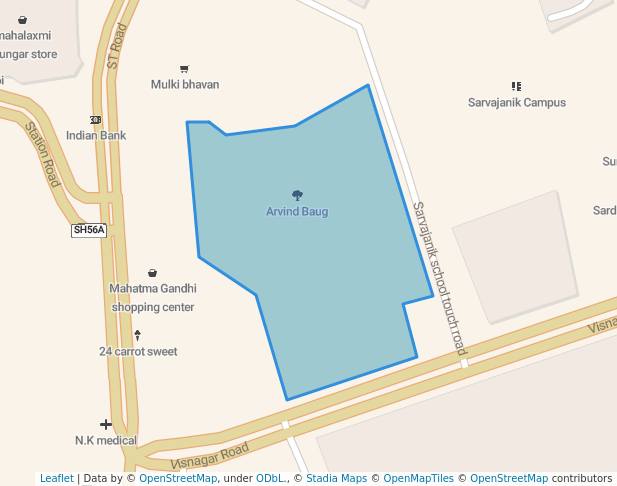 walking in Arvind Baug map in Mehsana