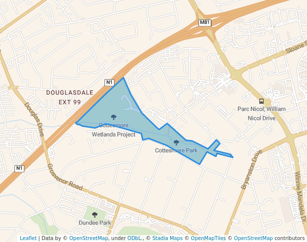 walking in Cottesmore Wetlands Project map in Sandton