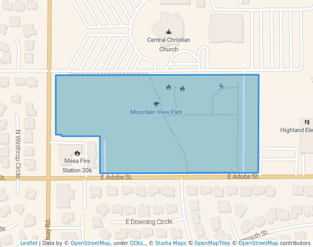 walking in Mountain View Park map in Mesa