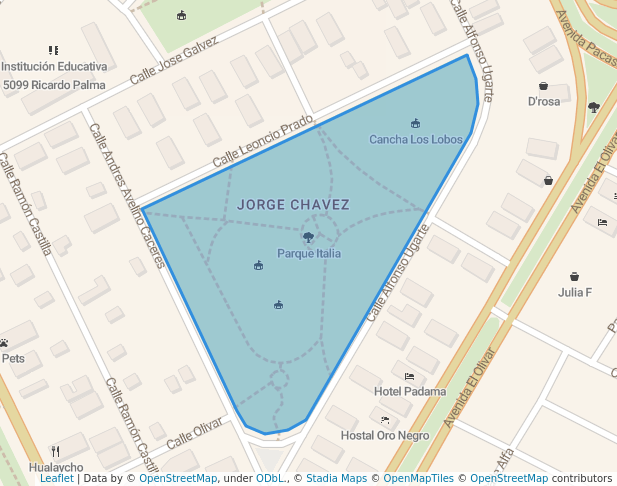 walking in Parque Italia map in Callao