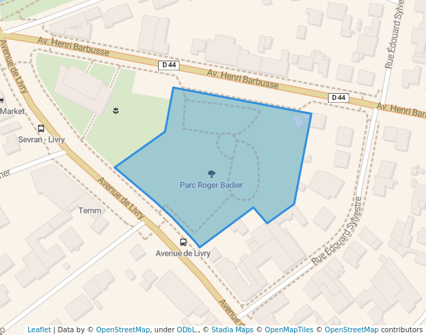 walking in Parc Roger Badier map in Sevran