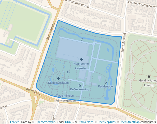 walking in Haarlemmer kweektuin map in Haarlem