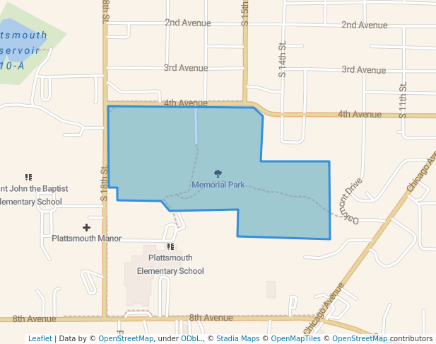 walking in Memorial Park map in Plattsmouth