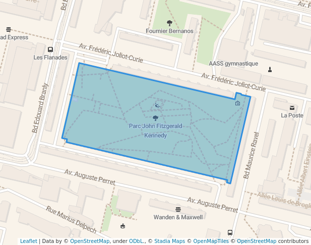 walking in Parc John Fitzgerald Kennedy map in Sarcelles