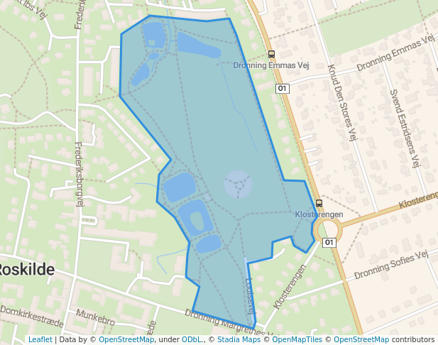 walking in Folkeparken map in Roskilde