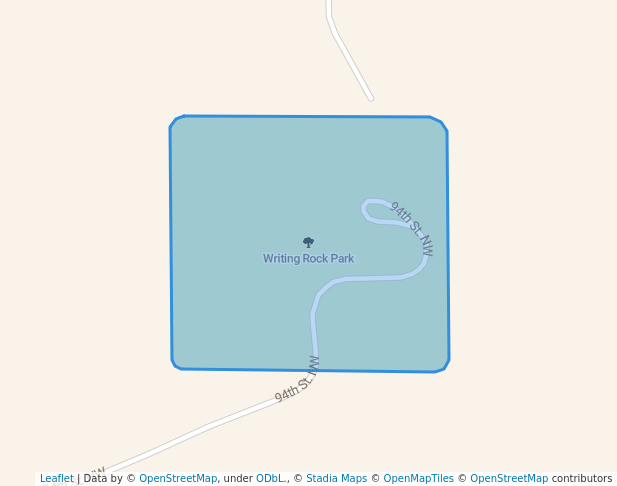 walking in Writing Rock Park map in Grenora
