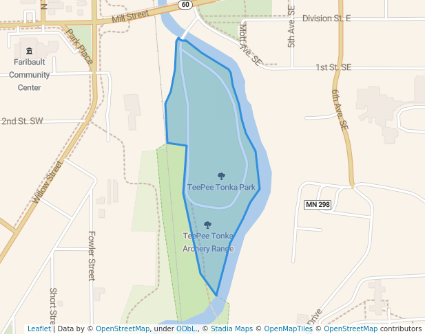 walking in TeePee Tonka Park map in Faribault